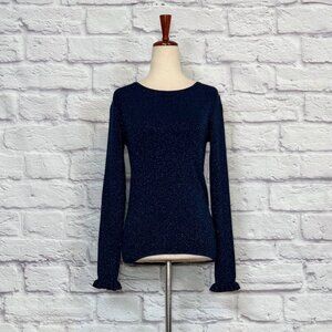 Wyse London Metallic Blue Cotton Blend Sweater